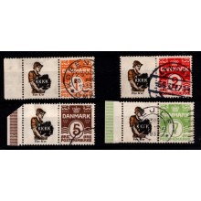 Reklame - 1 øre gul, 2 øre rød, 5 øre brun , 7 øre grøn - K.K.K.K. - AFA 31-34 - Frimærke - Stemplet.